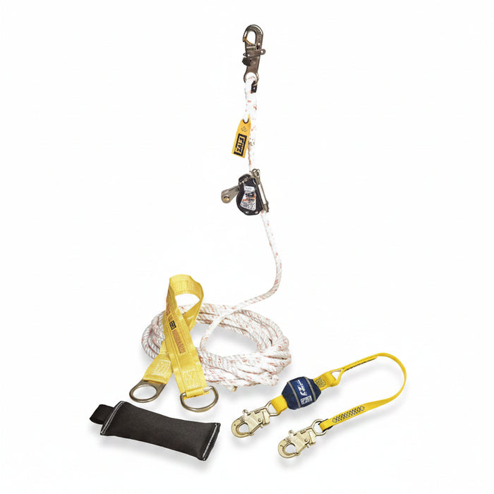 DBI-SALA 8700621 Rope-Safe mobile/static rope grab with attached EZ-Stop energy-absorbing lanyard, built-in swivel, automatic-to-manual operation switch, and self-locking cam system for fall arrest and technical rescue applications on kernmantle rope lifelines.