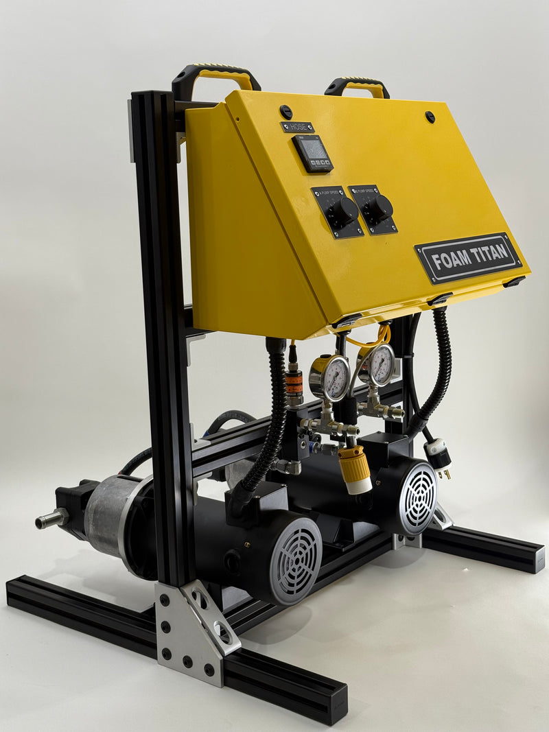 Foam Titan professional spray foam machine in three-quarter view