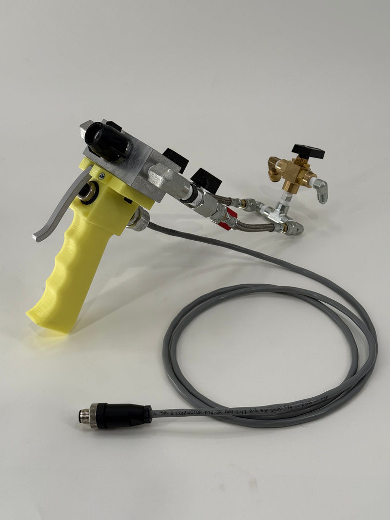 Foam Titan spray gun and aluminum mixing manifold