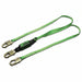 Miller 8798T-Z7/6FTGN HP SofStop twin-leg 6 ft webbing lanyard with shock-absorbing core, locking snap hook harness connection, and dual locking anchorage hooks designed for fall arrest and 100% tie-off in industrial safety applications.