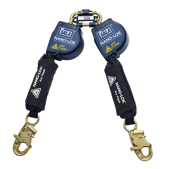 3M DBI SALA DBI/SALA 3101501 Nano-Lok Twin-Leg Quick Connect Self Retracting Lifeline - Web - For Hot Work Use, Self-retracting Lifelines