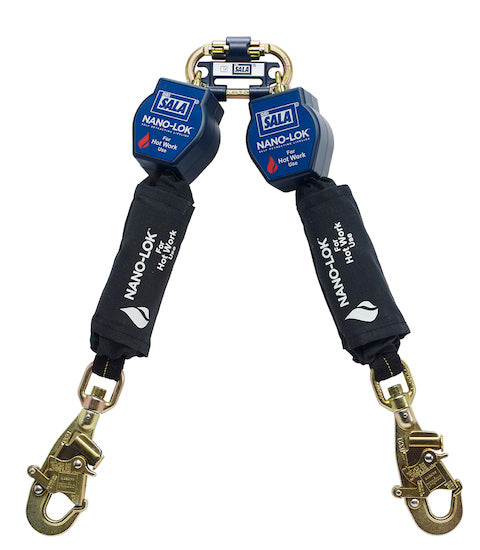 3M DBI SALA DBI/SALA 3101500 Nano-Lok Twin-Leg Quick Connect Self Retracting Lifeline Web-For Hot Work Use, Self-retracting Lifelines