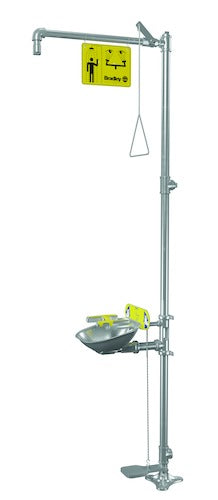 Bradley S19314SS16 316 Stainless Steel Eye-Face Wash, Foot Activation, Eyewash