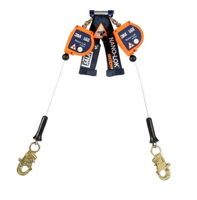 3M DBI SALA 3M DBI-SALA 3500225 Nano-Lok edge Twin-Leg Quick Connect Self Retracting Lifeline - Cable Orange, 8 ft. (2.4 m)