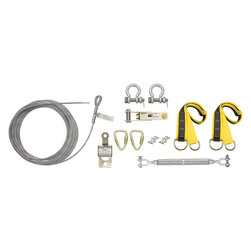 Falltech 60230A SteelGrip Temporary Cable HLL System with Pass-through Anchors, SKU 60260A, Horizontal Lifelines