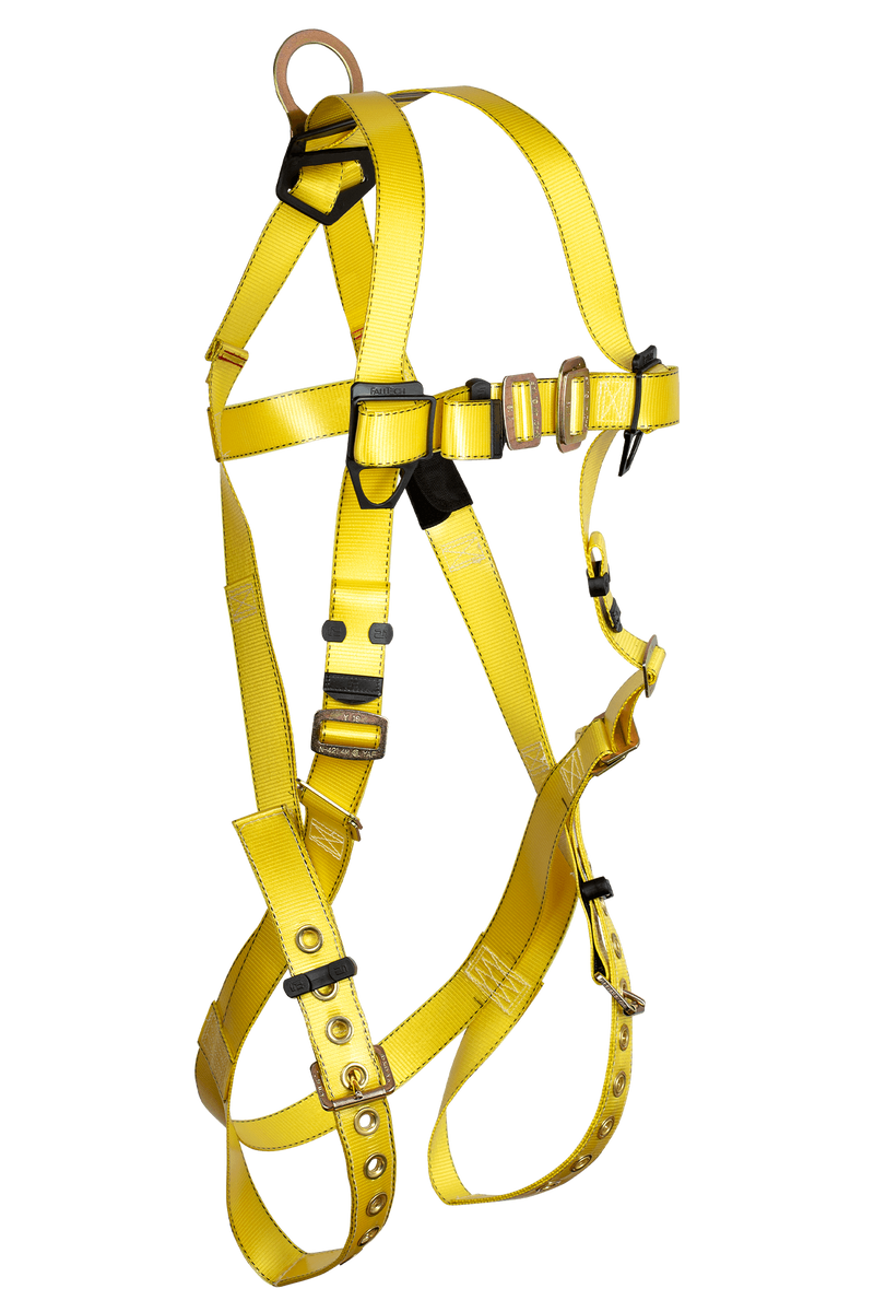 Falltech 7016PC Contractor FBH Coated Web 1D Standard Non-Belted UniFit TB Legs MB Chest, Full Body Harness