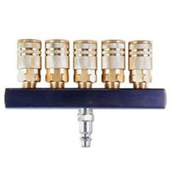 Air Systems International HPM-5H 5 Outlet Manifold with 1/4 Hansen Fittings