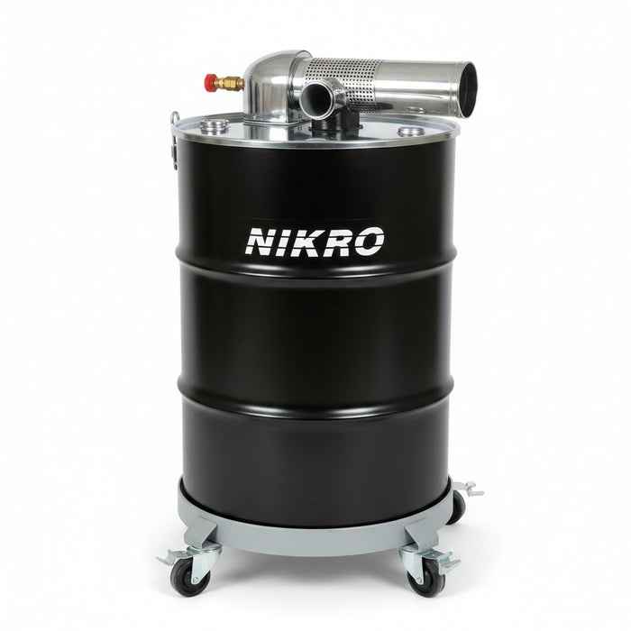 Nikro Industries Inc. NIKRO AHD55225 AHD 55225 55 Gallon Painted Steel Pneumatic Compressed Air Powered HEPA Vacuum, HEPA Filtered Vacuums